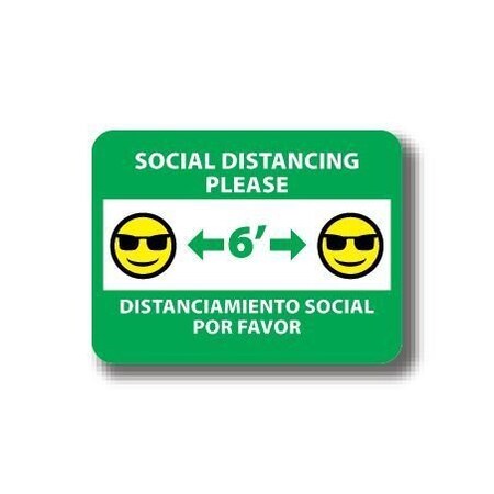 Ergomat 12in x 9in RECTANGLE SIGNS Soical Distancing Please - Bilingual English/Spanish DSV-SIGN 108 #2943 -UEN